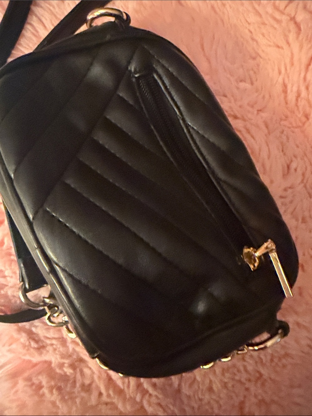 Black Quilted Crossbody with Gold Logo Hardware - Picture 5 of 8